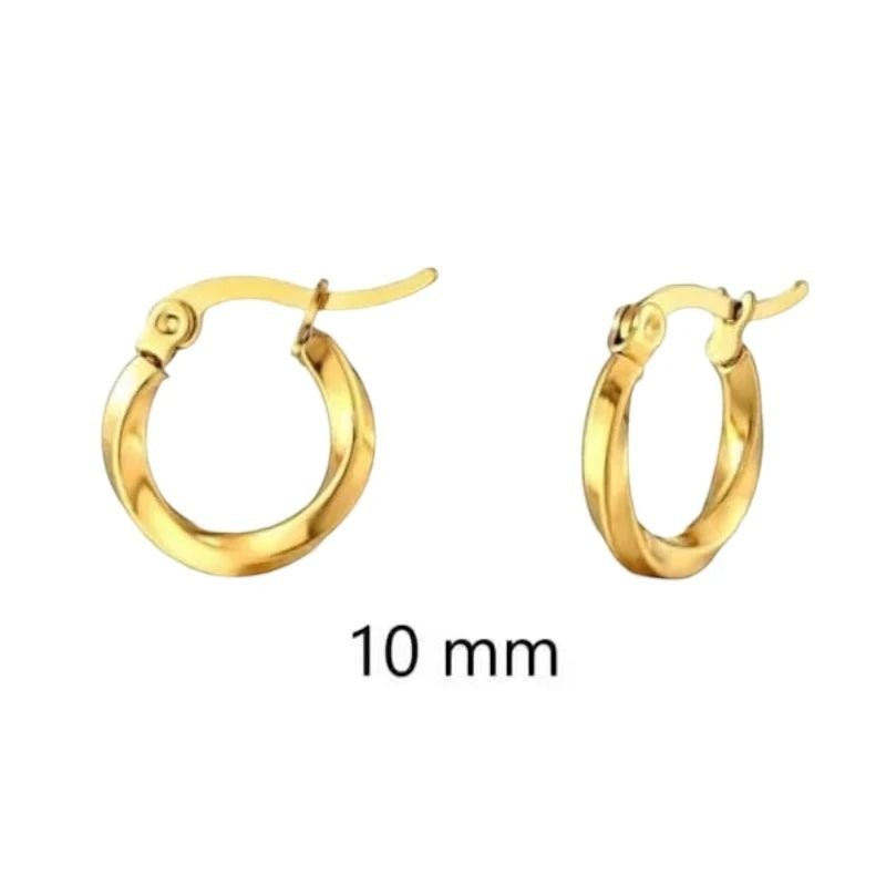 RVS Goudkleurige Gedraaide Oorringen 10mm - Trendy & Tijdloos - oor2521 - Oorringen kopen