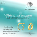 RVS Goudkleurige Oorringetjes 10mm - Blokjesmotief - oor2001 - Oorringen kopen