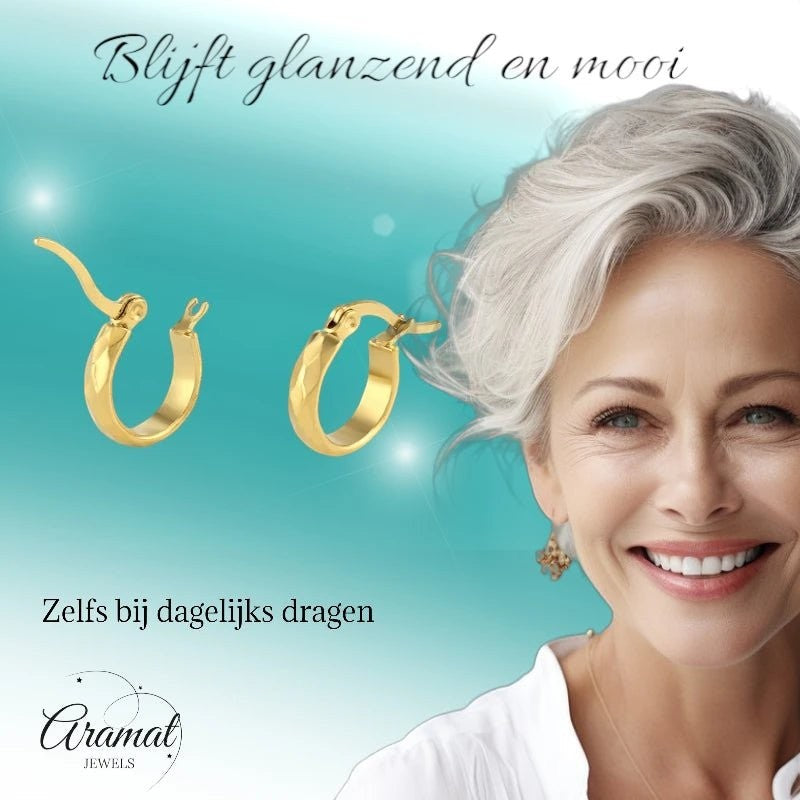 RVS Goudkleurige Oorringetjes 10mm - Kleine Hoops - oor2008 - fg - Oorringen kopen