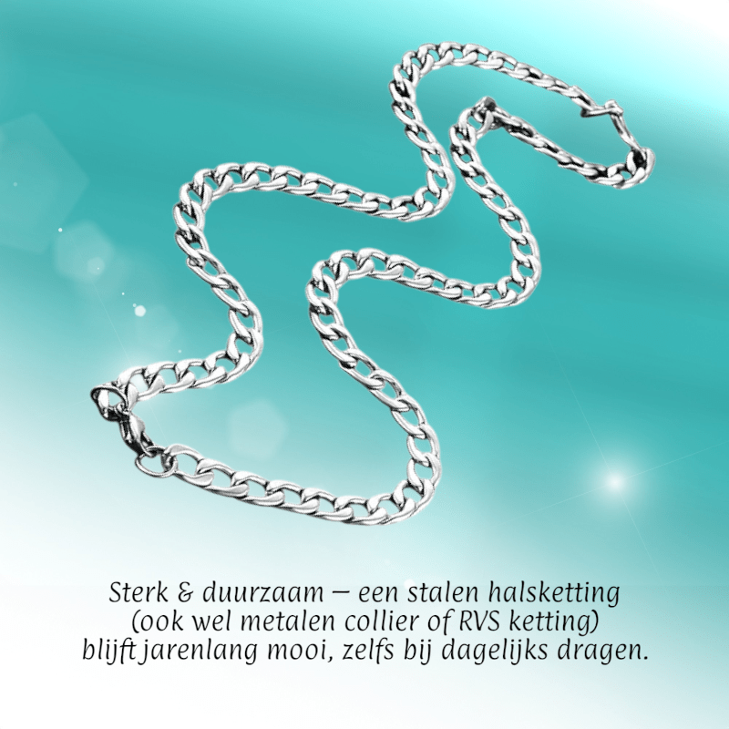 RVS Gourmet Ketting Zilverkleur 50 - 60cm - Sterke Schakelketting - Aramat Jewels - Halskettingen - cadeautip