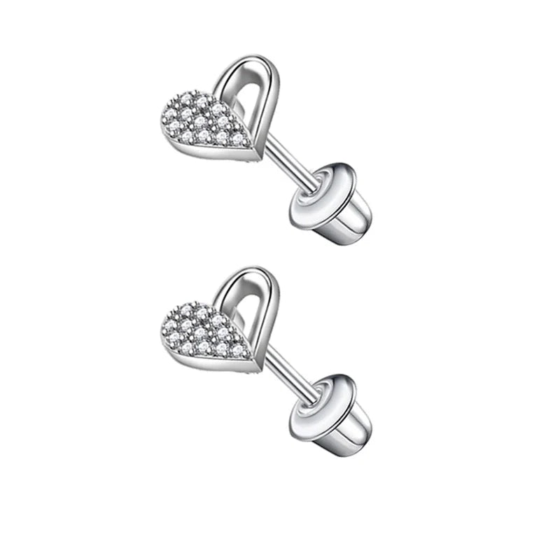 RVS hartjes oorbellen kind 7mm– Schroefsluiting - oor6272 - 72439 - Oorbellen kopen# - 7mm - alles - cadeau