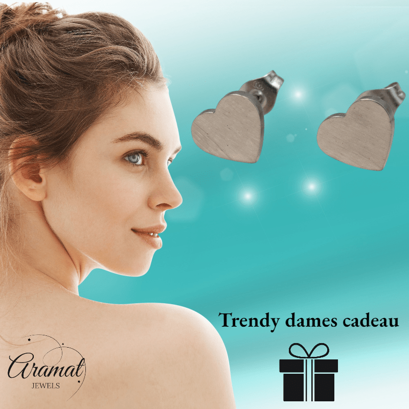 RVS Hartjes Oorstekers Zilverkleur 9mm Gesloten - Aramat Jewels - Oorbellen - cadeautip