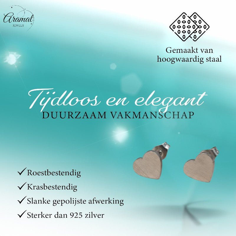 RVS Hartjes Oorstekers Zilverkleur 9mm Gesloten - Aramat Jewels - Oorbellen - cadeautip