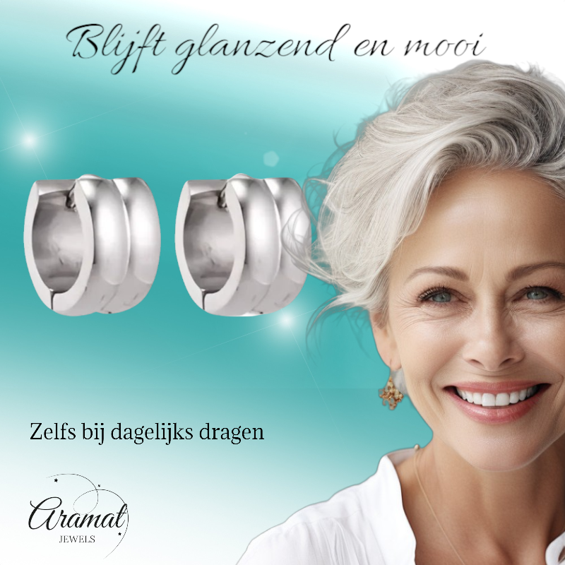 Zilverkleurige RVS Klapcreolen - 13 mm