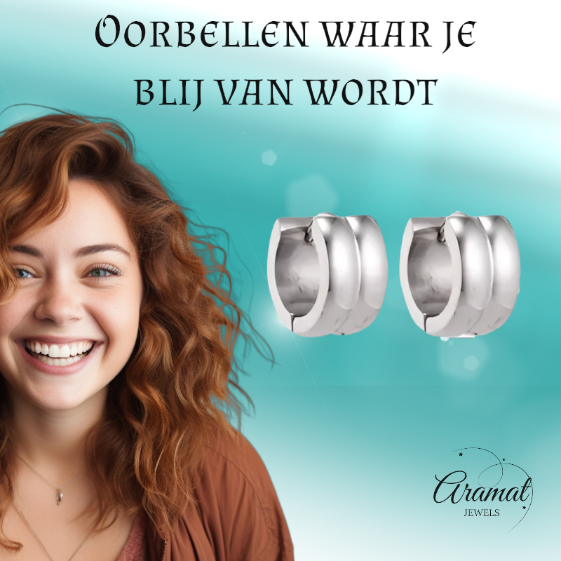 Zilverkleurige RVS Klapcreolen - 13 mm