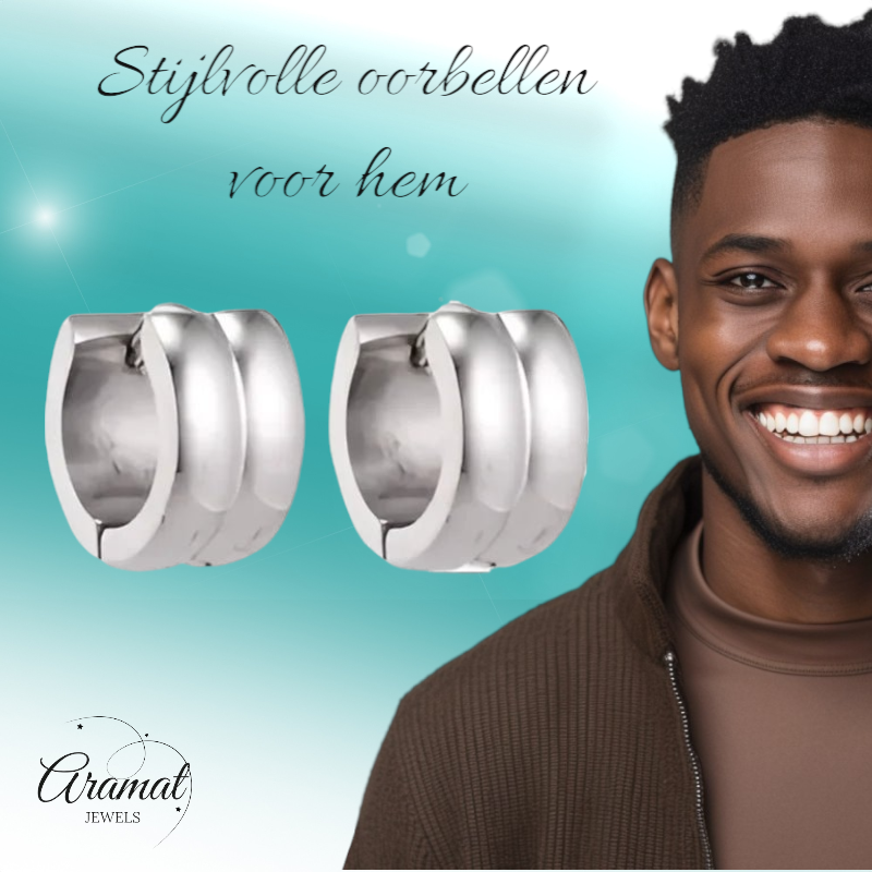 Zilverkleurige RVS Klapcreolen - 13 mm