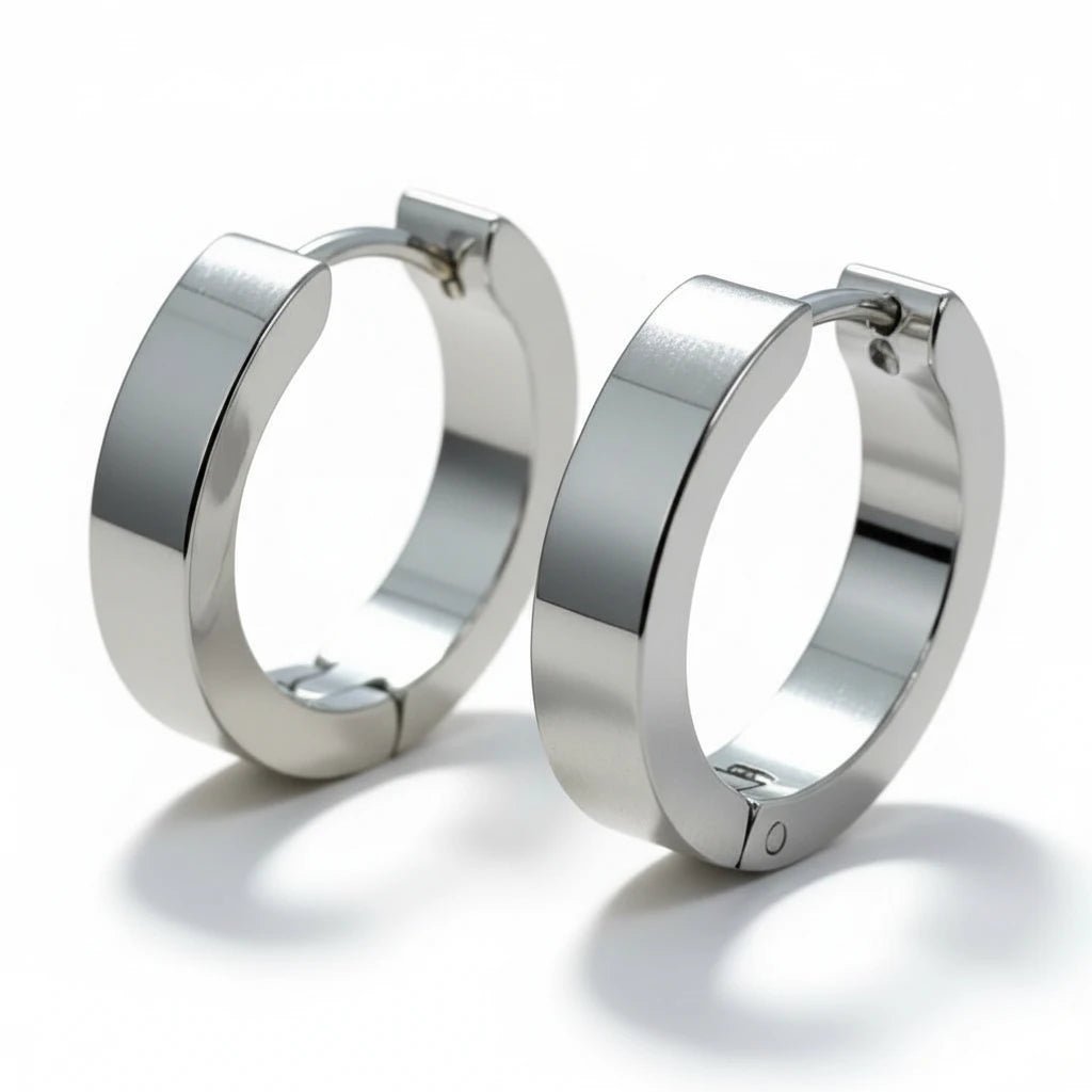 RVS Huggies Oorringen Zilverkleur 17x4mm - Dikke Hoepels Unisex - Aramat Jewels - Oorringen - cadeautip