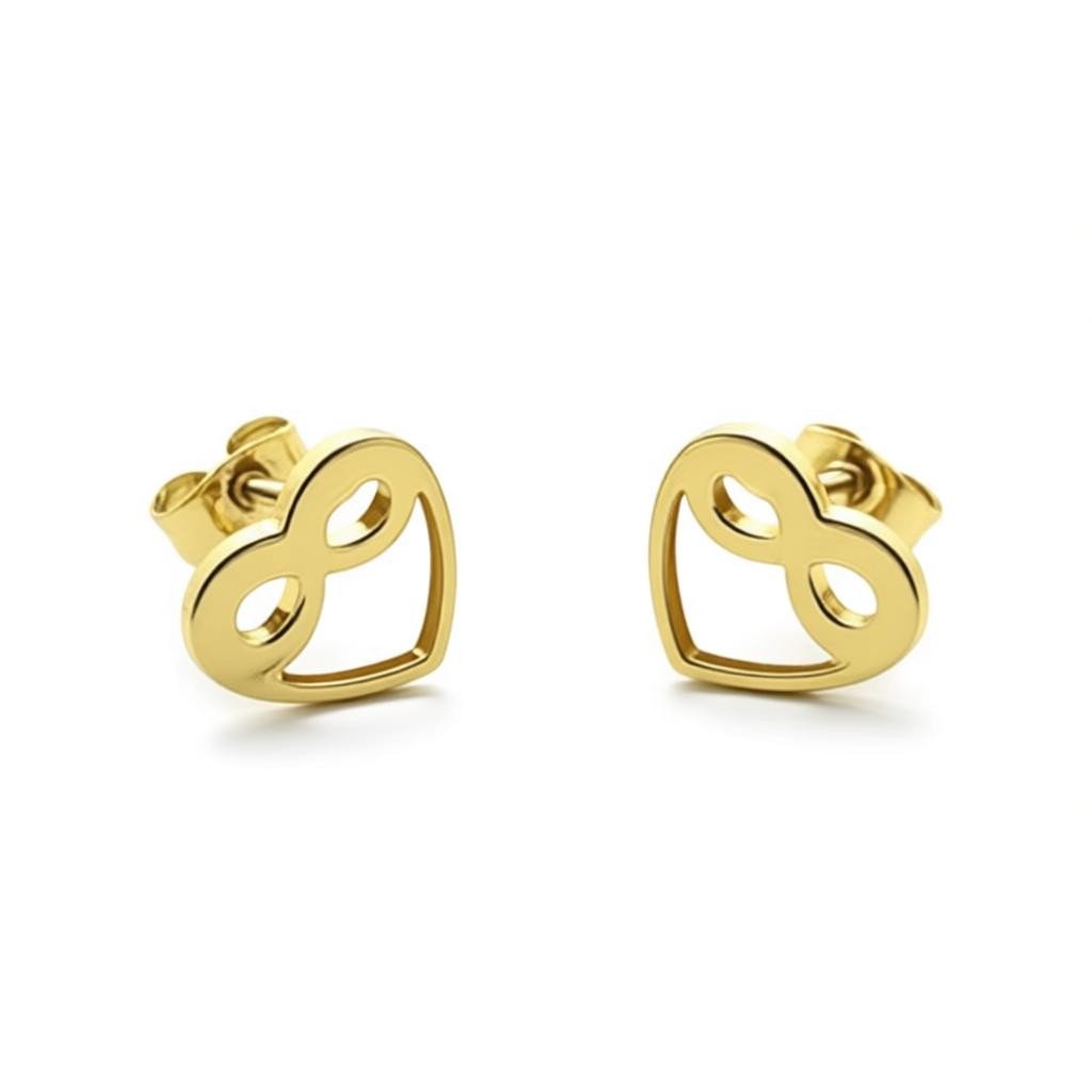 RVS Infinity Oorbellen Goudkleur met Hartje 9x4mm - Forever Symbool - Aramat Jewels - Oorbellen - cadeautip