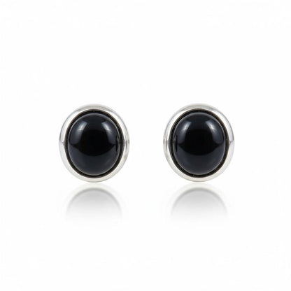 RVS Kattenoog Oorbellen 8mm – Zwart - Aramat Jewels - Oorbellen - cadeautip