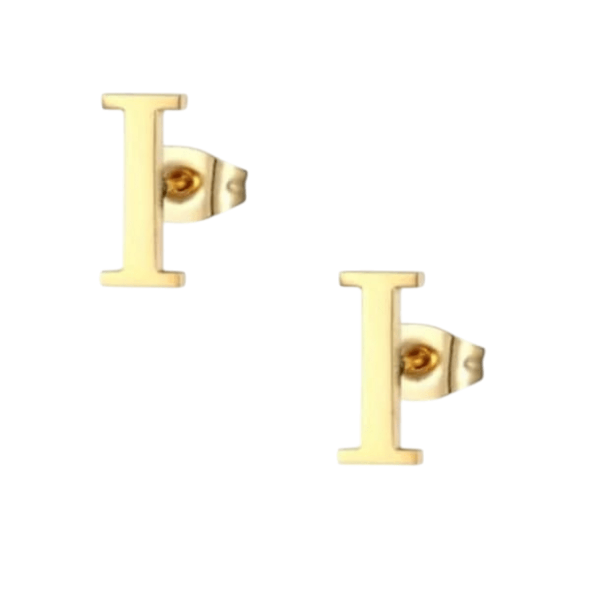 RVS letter I oorstekers goudkleurig - Aramat Jewels - Oorbellen - cadeautip