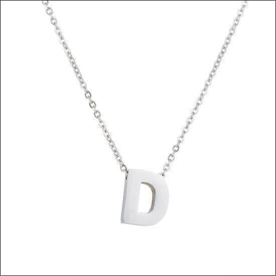 Zilveren Ketting Met Letter d - Rvs Letter Ketting Initiaal -45cm