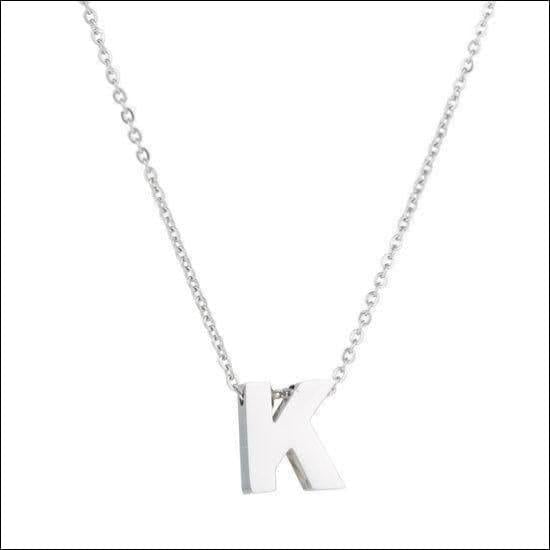 Zilveren Letter Ketting Met De Letter k - Rvs Letter Ketting Initiaal -45cm