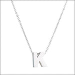 Zilveren Letter Ketting Met De Letter k - Rvs Letter Ketting Initiaal -45cm