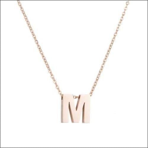 Rvs Roségouden Letter Ketting Initiaal m | Halskettingen