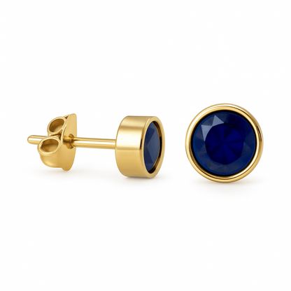 RVS oorbellen met donkerblauwe zirkonia – 6 mm - oor2763 - XE71670 - Oorbellen kopen# - 6mm - alles - blauw