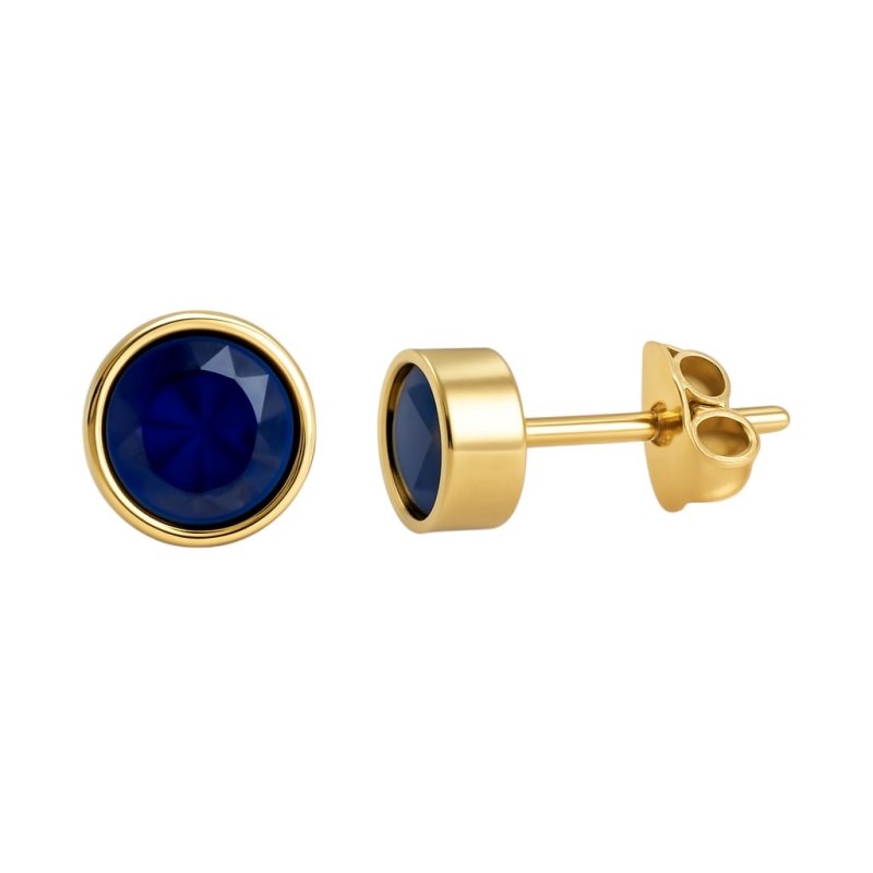 RVS oorbellen met donkerblauwe zirkonia – 6 mm - oor2763 - XE71670 - Oorbellen kopen# - 6mm - alles - blauw