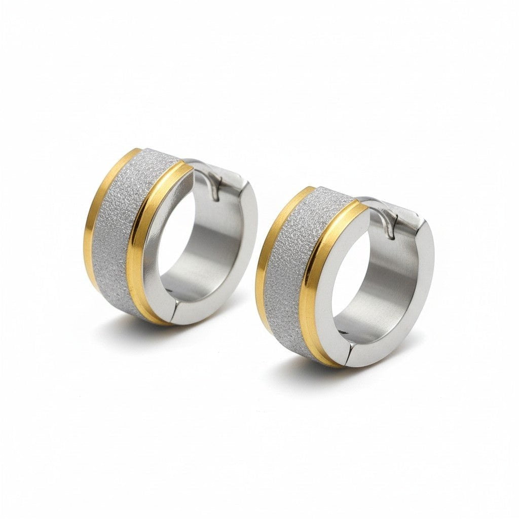 RVS oorringen - Bicolor - Sandblasted - Aramat Jewels - Oorringen - cadeautip