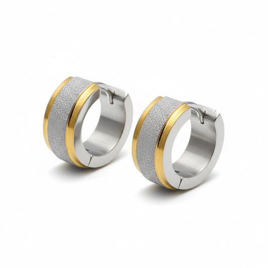 Stainless steel earrings - Bicolor - Sandblasted