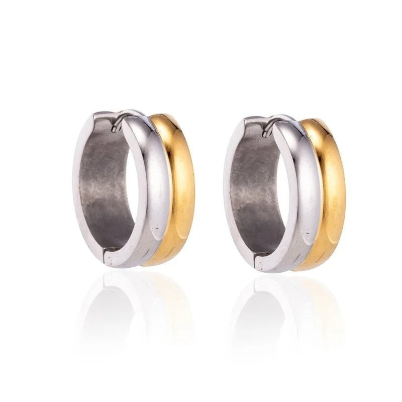 RVS oorringen - Bicolor Staal - Glanzend - Aramat Jewels - Oorringen - cadeautip