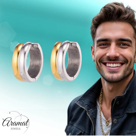 Stainless steel earrings - Bicolor Steel - Shiny