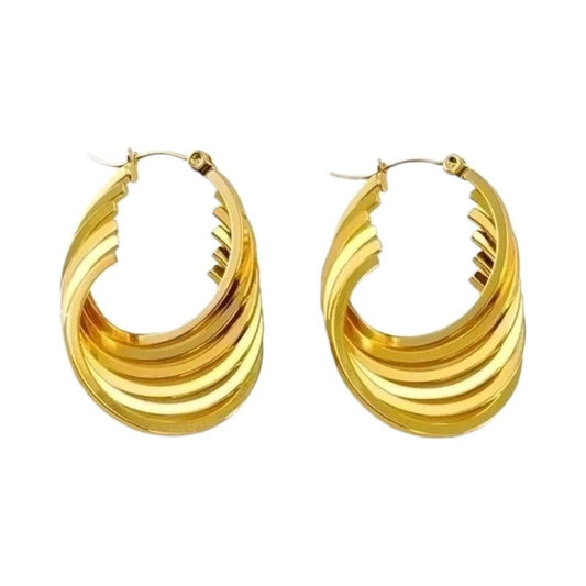 RVS Oorringen Goudkleurig – 37mm – 6 - in - 1 Vierkante Hoepels - oor6319 - 69937 - Oorringen kopen# - 37mm - alles - cadeau