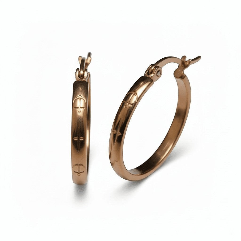RVS Oorringen met Ankermotief Roségoudkleur 20mm - Aramat Jewels - Oorringen - cadeautip
