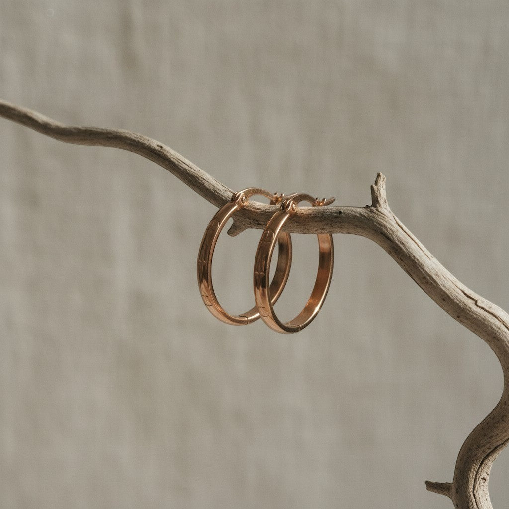 RVS Oorringen met Ankermotief Roségoudkleur 20mm - Aramat Jewels - Oorringen - cadeautip