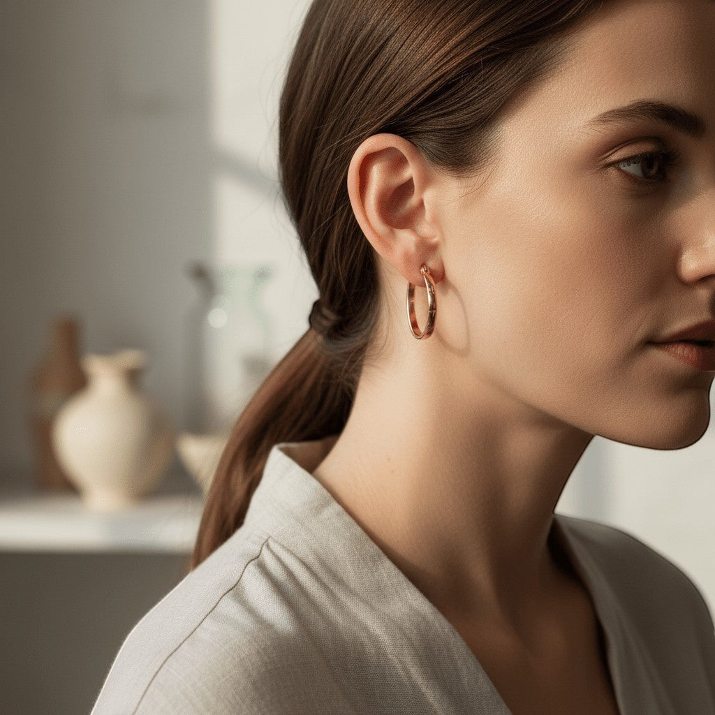 RVS Oorringen met Ankermotief Roségoudkleur 20mm - Aramat Jewels - Oorringen - cadeautip