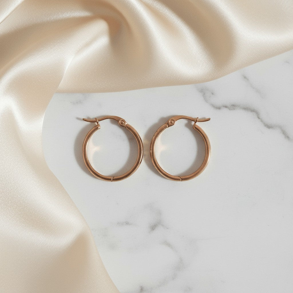 RVS Oorringen met Ankermotief Roségoudkleur 20mm - Aramat Jewels - Oorringen - cadeautip