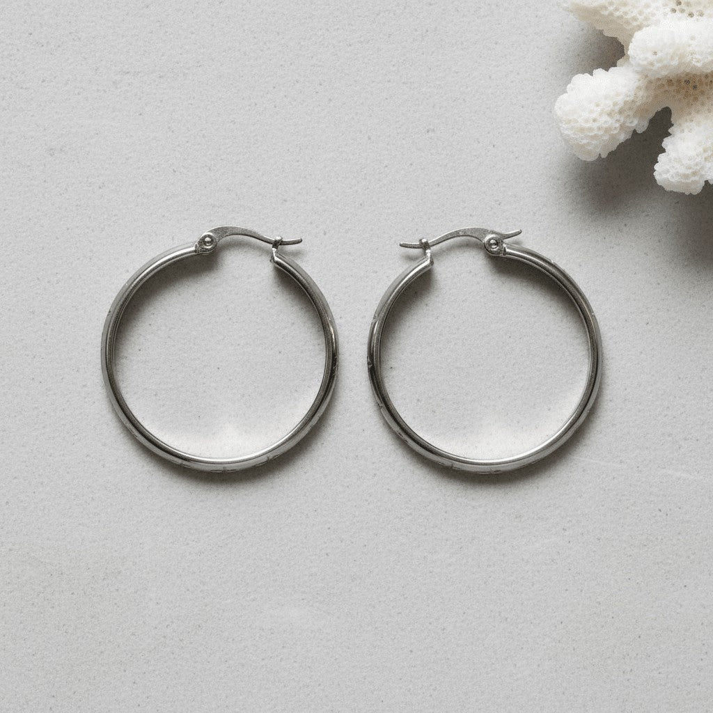 RVS Oorringen met Ankermotief Zilverkleur 30mm - Aramat Jewels - Oorringen - cadeautip