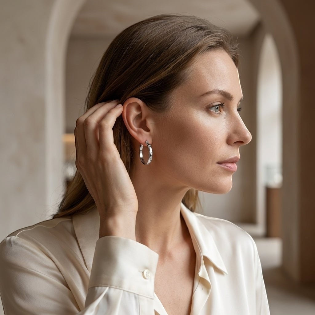 RVS Oorringen met Ankermotief Zilverkleur 35mm - Aramat Jewels - Oorringen - cadeautip