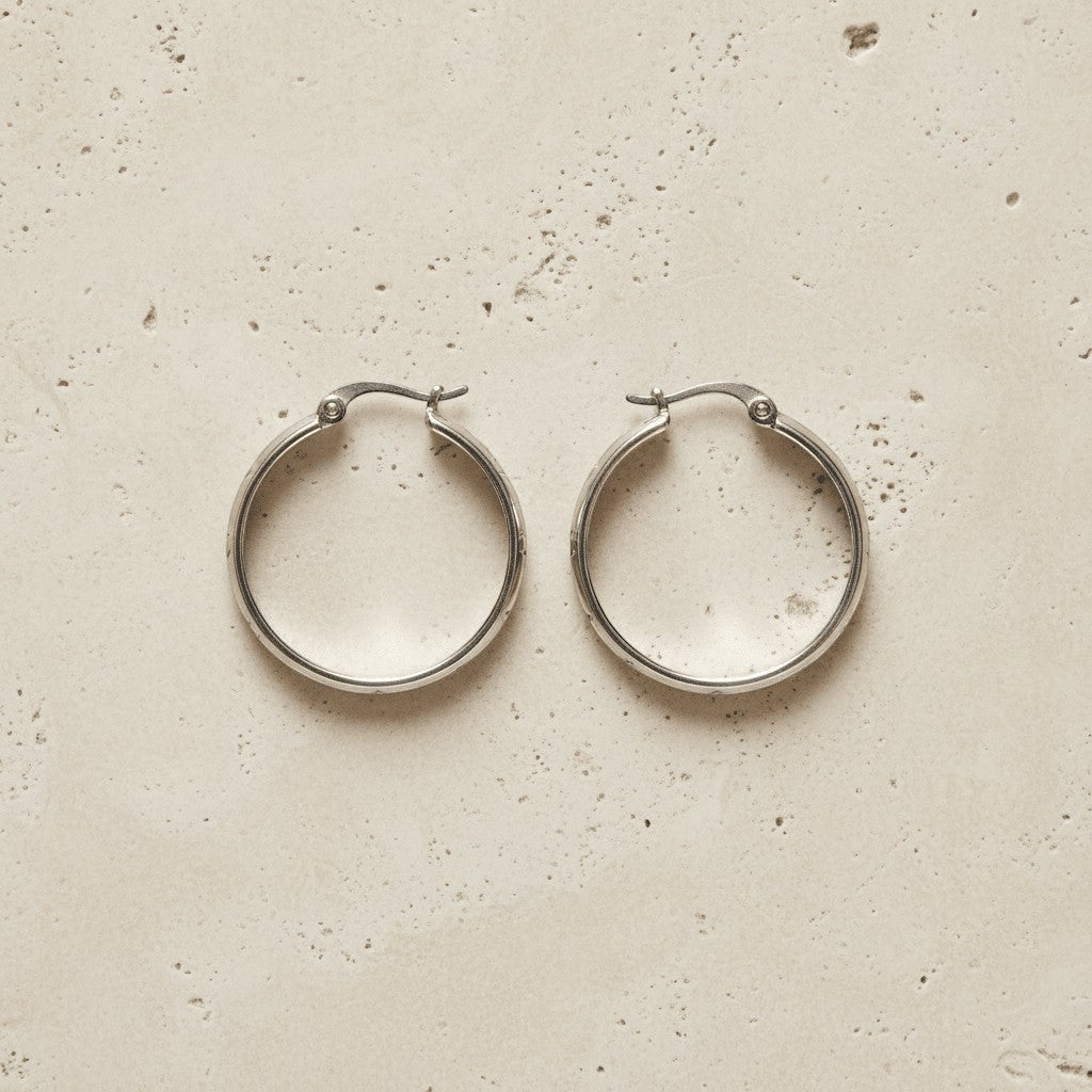 RVS Oorringen met Ankermotief Zilverkleur 35mm - Aramat Jewels - Oorringen - cadeautip