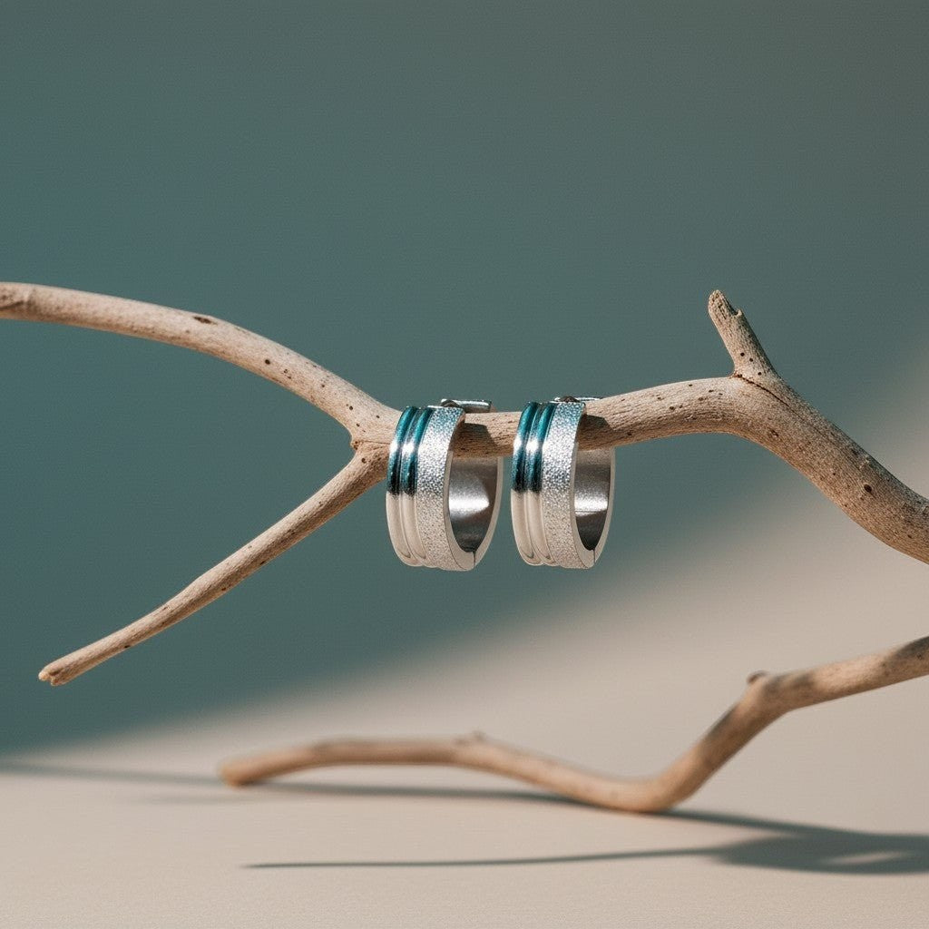 RVS Oorringen met Duo Afwerking Mat en Glans Zilverkleur 20mm - Aramat Jewels - Oorringen - cadeautip