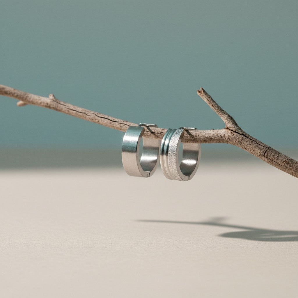 RVS Oorringen met Duo Afwerking Mat en Glans Zilverkleur 20mm - Aramat Jewels - Oorringen - cadeautip