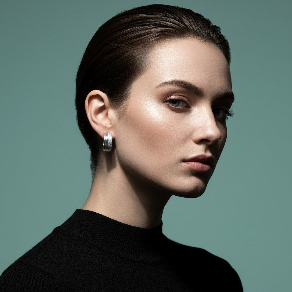 RVS Oorringen met Duo Afwerking Mat en Glans Zilverkleur 20mm - Aramat Jewels - Oorringen - cadeautip