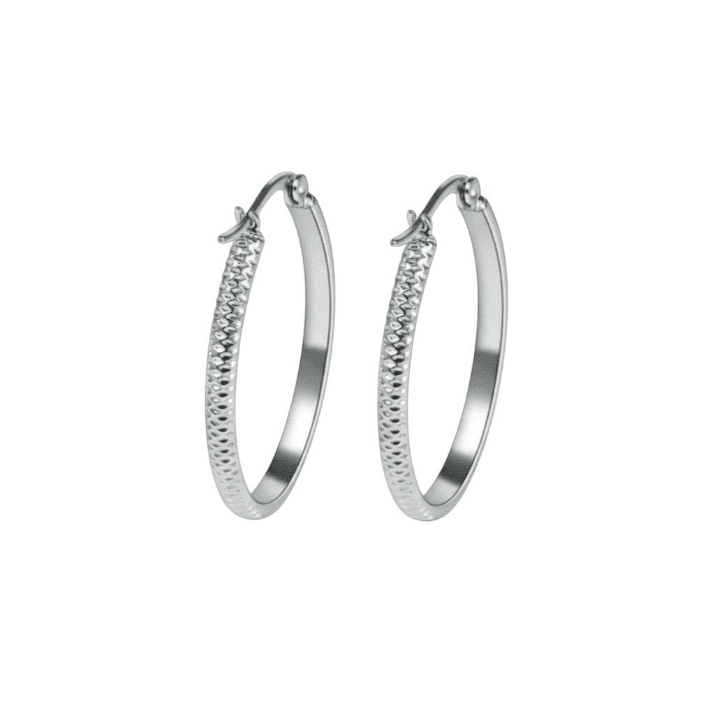 RVS Oorringen met Puntjes Motief Zilverkleur 20mm - Aramat Jewels - Oorringen - cadeautip