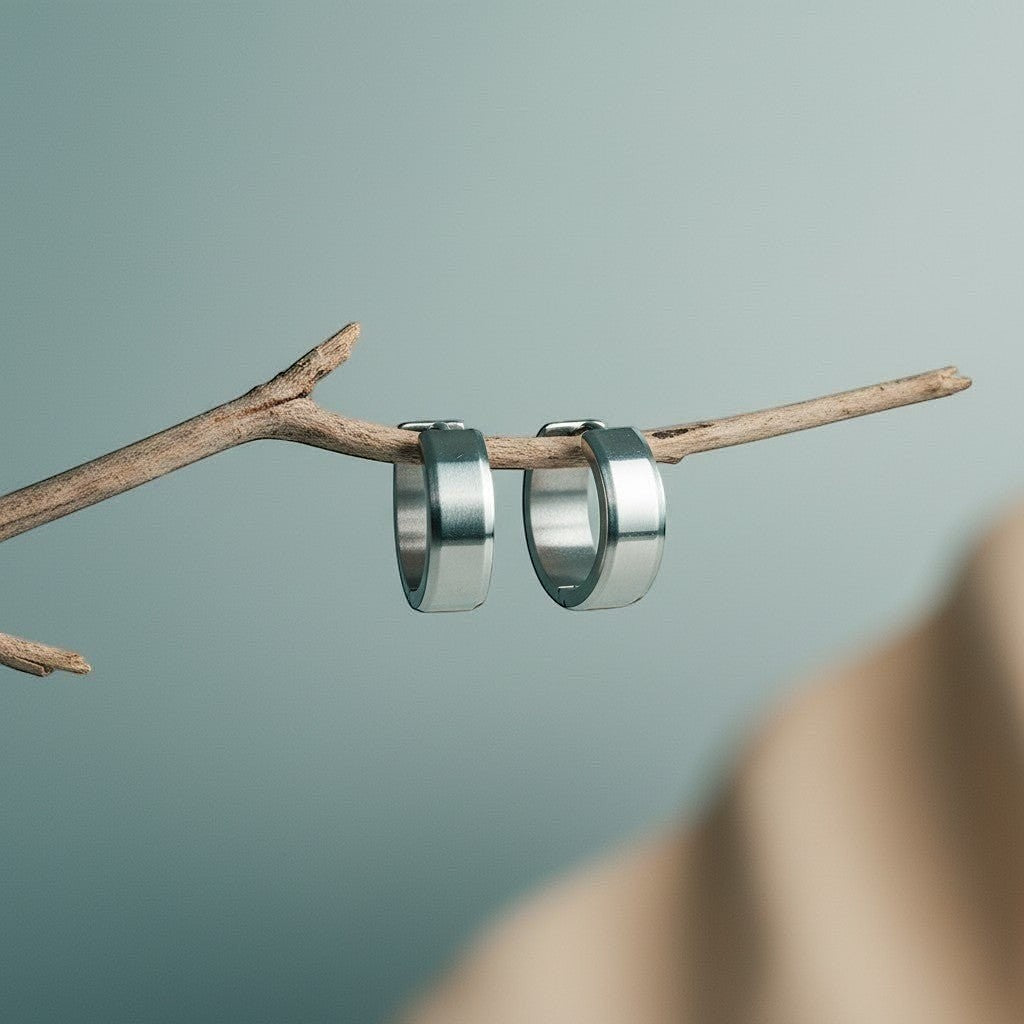 RVS Oorringen met Schuine Rand Zilverkleur 20mm - Aramat Jewels - Oorringen - cadeautip