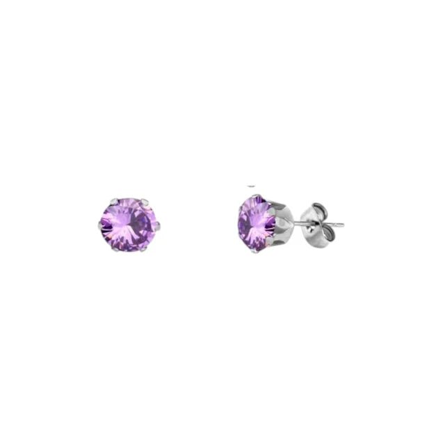 RVS Paarse Zirkonia Oorbellen - Aramat Jewels - Oorbellen - cadeautip