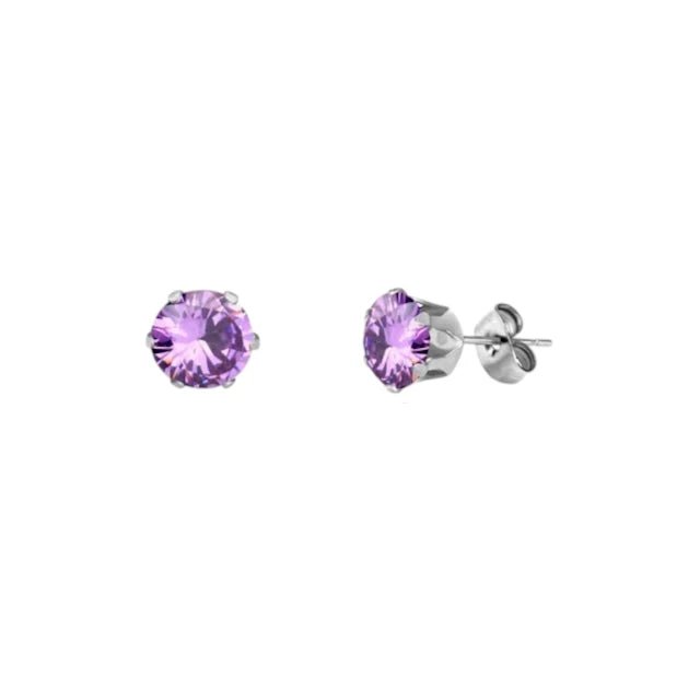 RVS Paarse Zirkonia Oorbellen - Aramat Jewels - Oorbellen - cadeautip