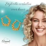 RVS Rechthoekige Oorringen met Bolletjesmotief 21x24mm - oor6362 - 792420 - Oorringen kopen# - 21mm - alles - bolletjes