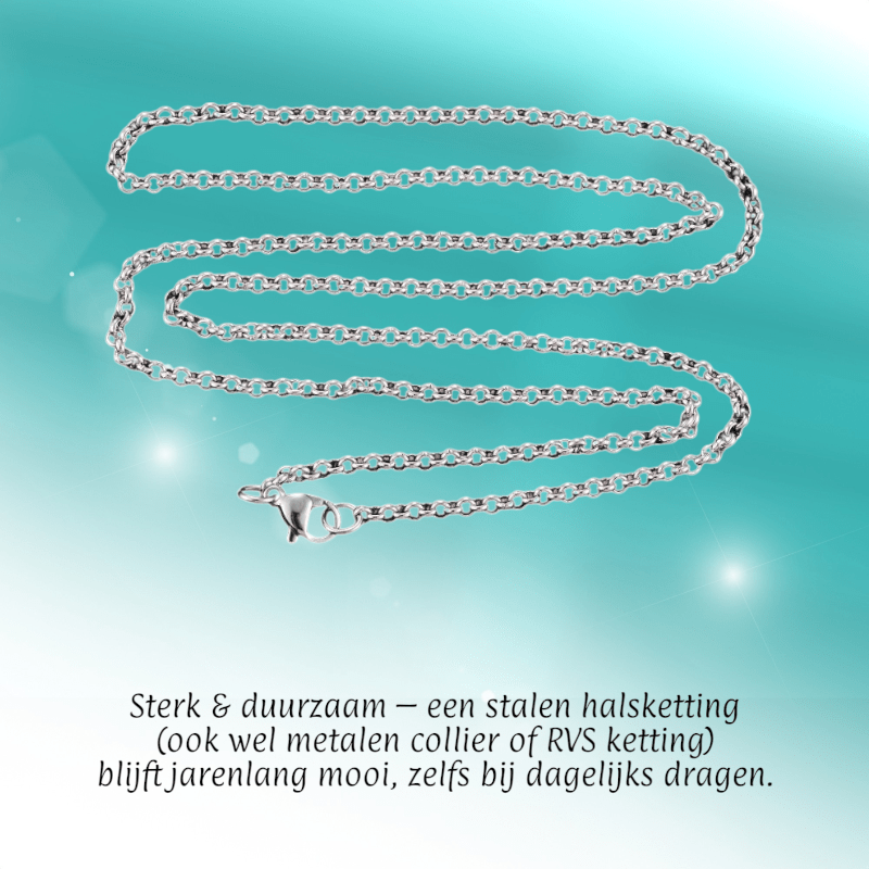 RVS Rolo Ketting Zilverkleur 50 - 60cm - Ronde Schakelketting - Aramat Jewels - Halskettingen - cadeautip