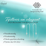 RVS Rosékleurige doortrek oorbellen met kruis - oor240 - Oorbellen kopen# - 8cm - alles - cadeau