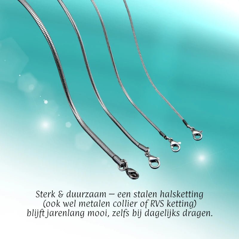 RVS Slangenketting Zilverkleur 45 - 60cm - Soepele Schakelketting Dames - Aramat Jewels - Halskettingen - cadeautip