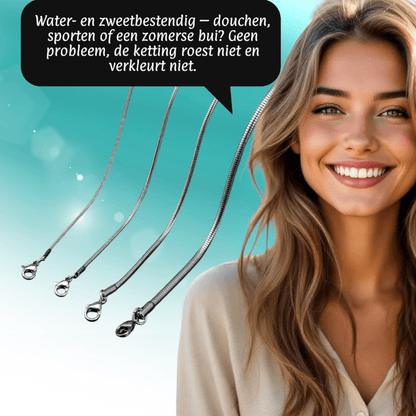 RVS Slangenketting Zilverkleur 45 - 60cm - Soepele Schakelketting Dames - Aramat Jewels - Halskettingen - cadeautip
