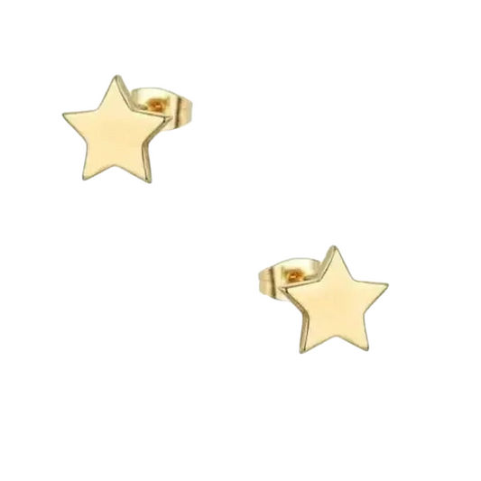 Star stud earrings gold color steel – 4mm mini