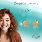 Ster oorstekers goudkleur – sandblasted – 8mm