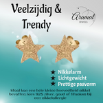 Ster oorstekers goudkleur – sandblasted – 8mm