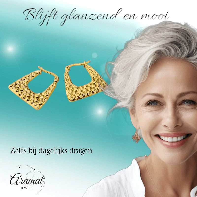 RVS trapeze oorringen 22mm – Goudkleurige dames oorringetjes - oor6365 - 514398 - Oorringen kopen# - 22mm - alles - cadeau