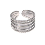 RVS Verstelbare Open Ring - 5 Strepen (3 Glad & 2 Dots) - One Size - ring299 - 161705 - Ringen kopen