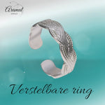 RVS Verstelbare Open Ring - Gevlochten Met Dots - One Size - Ringen kopen